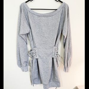 FASHION NOVA Corset off-shoulder Sweater Dress